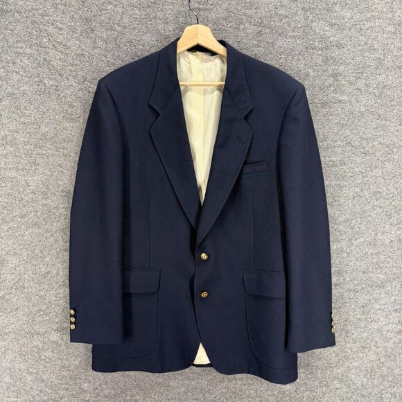 John Alexander Blazer Men XL Blue Button Up Collared Long Sleeve Pockets Classic - Picture 1 of 8